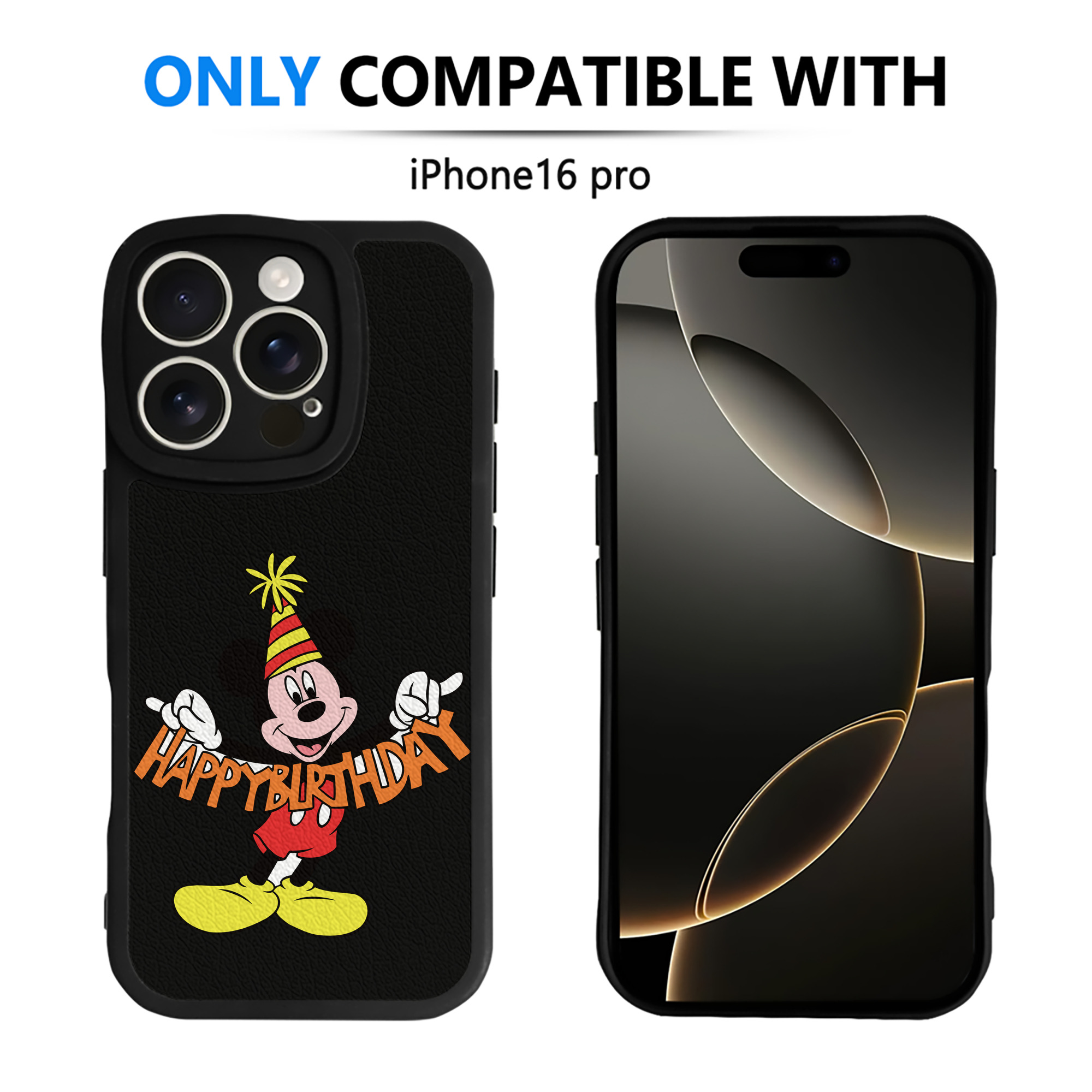 （画像用） ミッキーマウス Mickey Mouse 【iPhone 16シリーズ対応】シリコンスマホケース（レザー調） 材質：シリコン